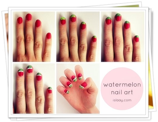 watermelon melon notd nail art nails easy diy blog step by step tutorial free uk blogger rio nail art pens usa